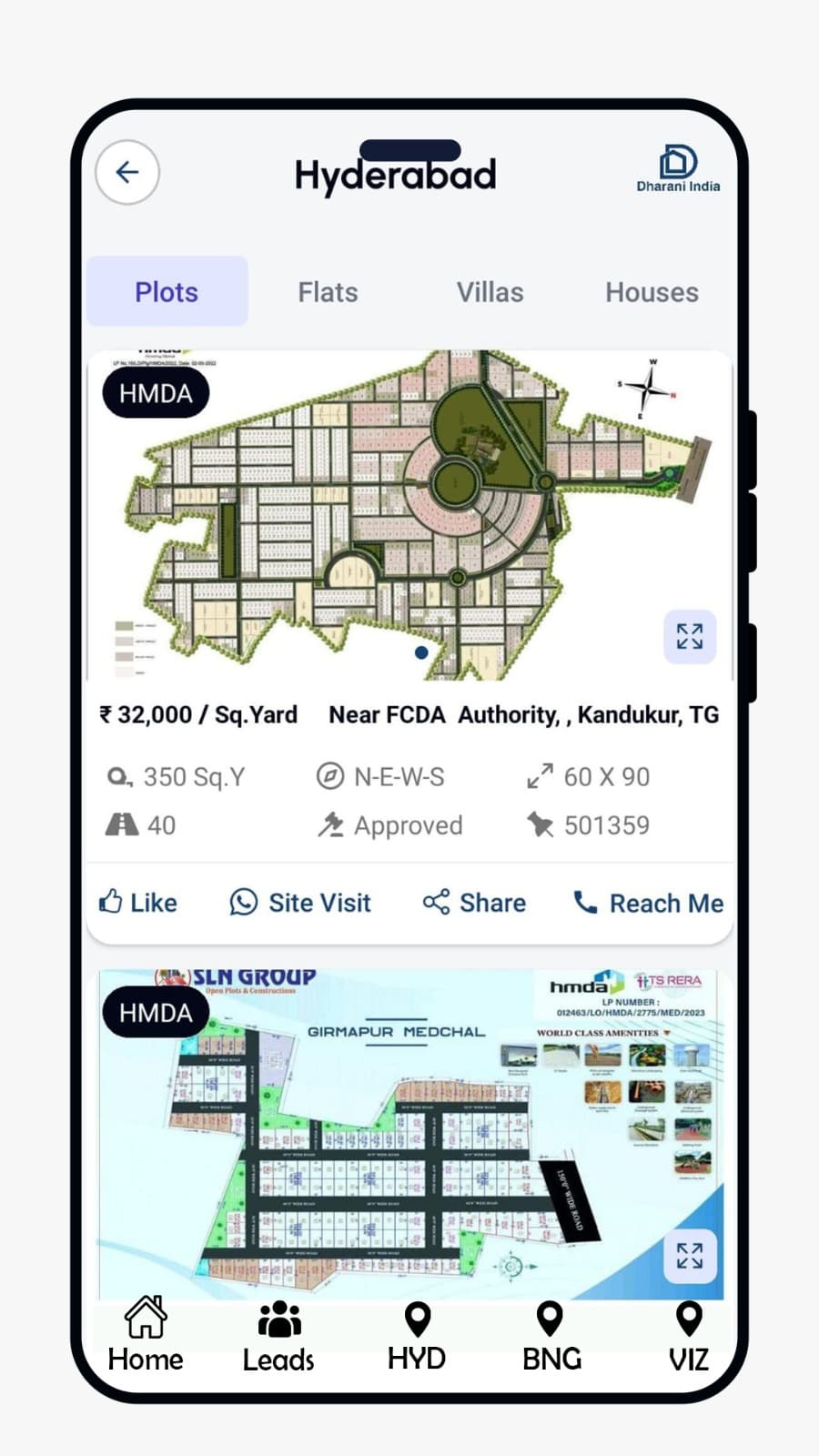 Dharani India app: project layouts by state and district