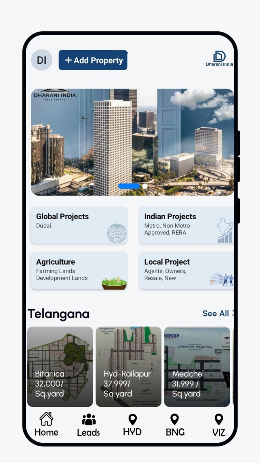 Dharani India app home screen